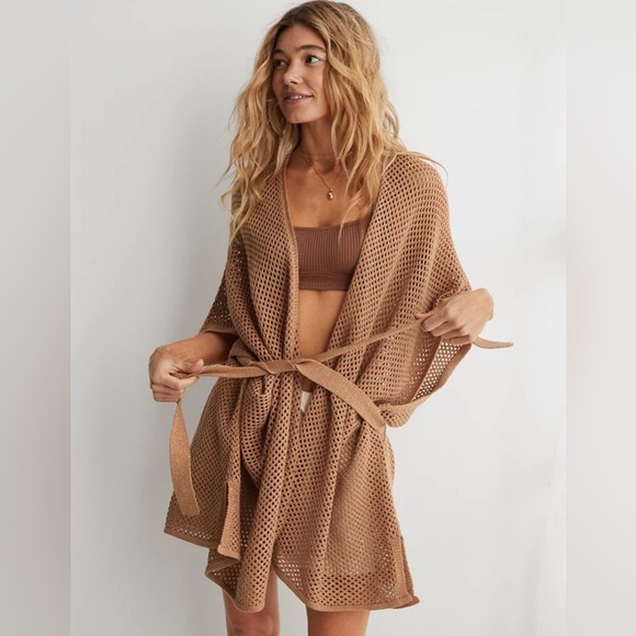 aerie Tops - AERIE • METALLIC CROCHET CAPE • ONLINE EXCLUSIVE